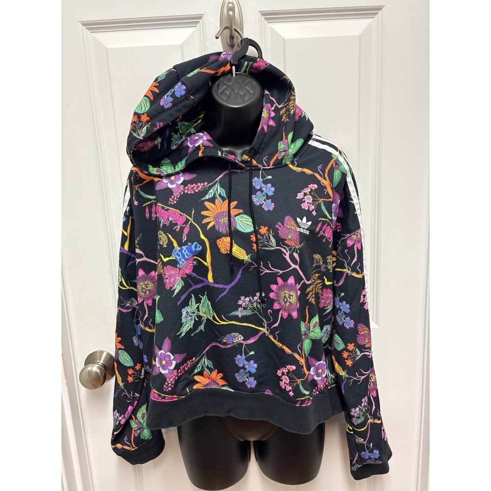 Adidas Farm Rio Poisonous Garden Floral Cropped Hoodie Sweatshirt Women Large